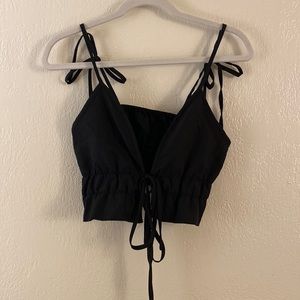 black shein tie top